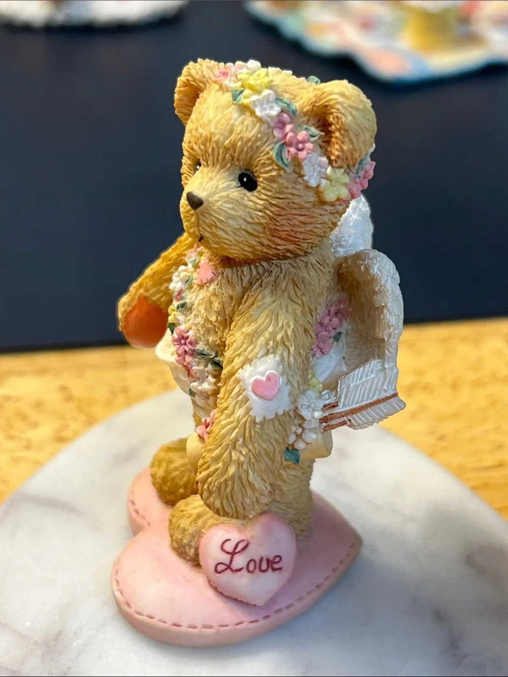 “love” Enesco Tan Bear Figurine with Pink Heart 🩷 Base